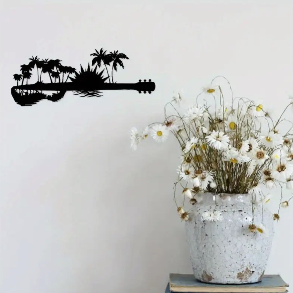 Black Guitar Island Wall Decal
